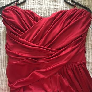 Strapless Red dress with rouche detail